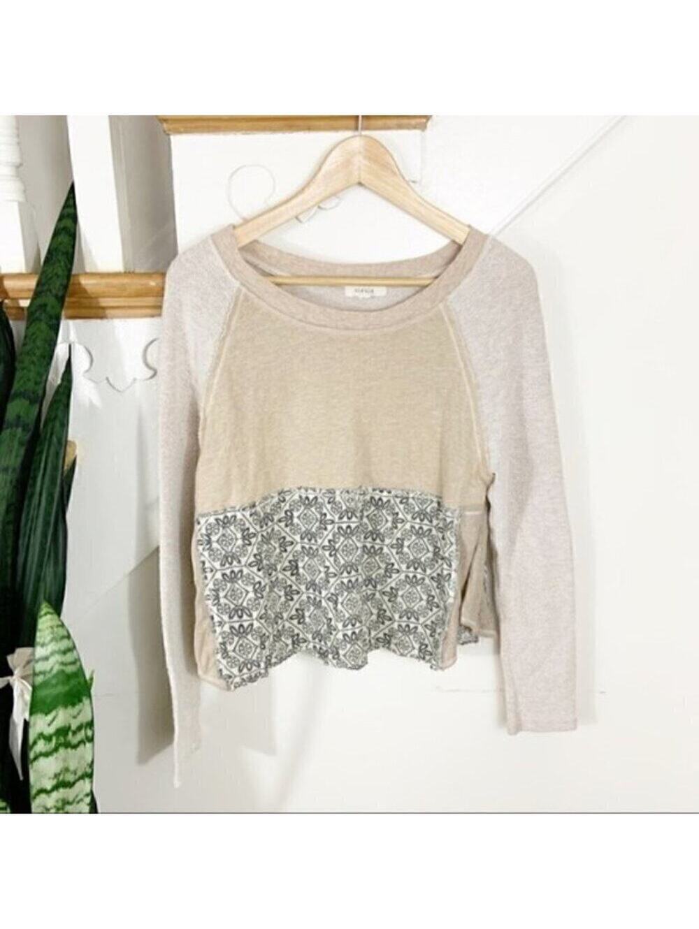 illa illa knit and patterned blouse sweatshirt S